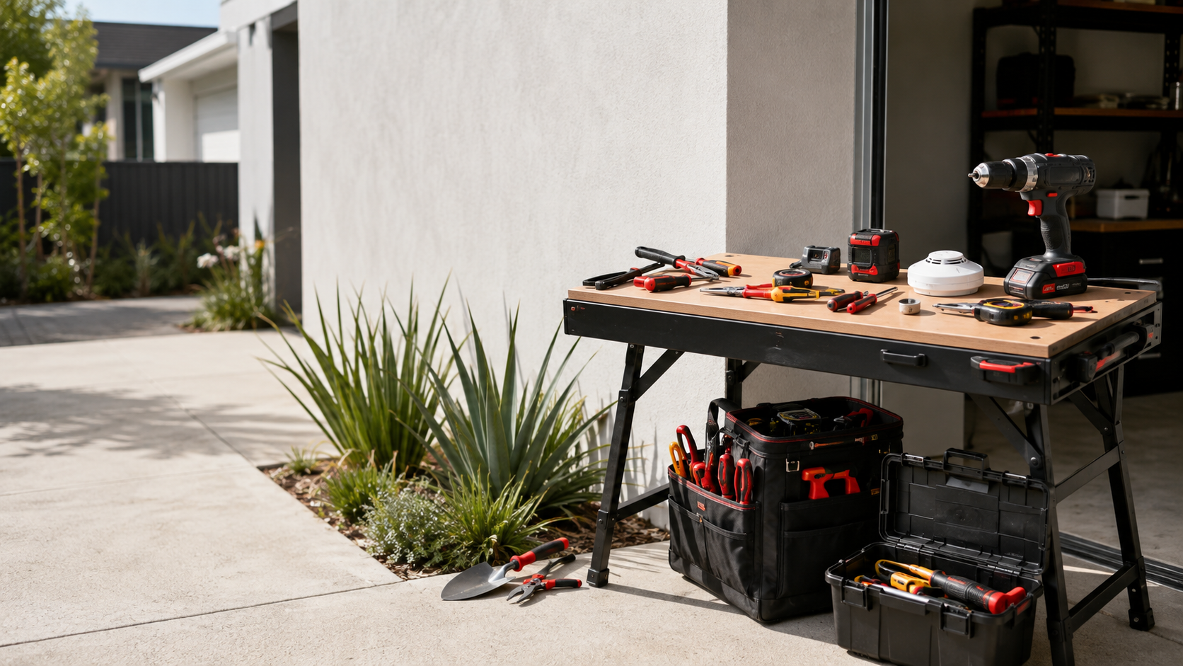 Professional electrical and property maintenance tools ready for work